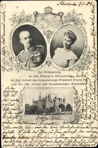 Ak Schwerin in Mecklenburg, Großherzogl. Schloss, Großherzog Friedrich Franz IV, Alexandra