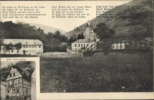 Gedicht Ak Dausenau an der Lahn, Steuers Wirtshaus, Nassauer Hof, Es steht ein Wirtshaus an der Lahn