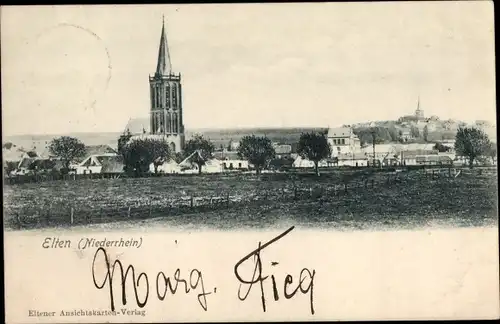 Ak Elten Emmerich am Niederrhein, Blick auf den Ort, Kirche