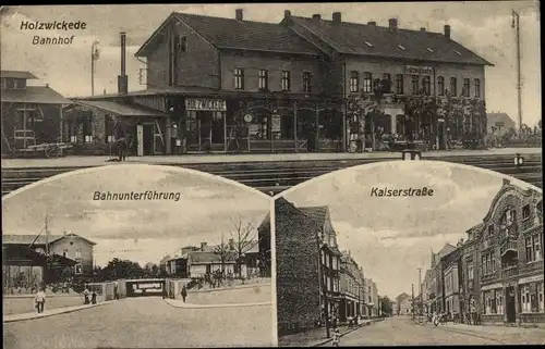 Ak Holzwickede im Ruhrgebiet, Bahnhof, Gleisseite, Bahnunterführung, Kaiserstraße
