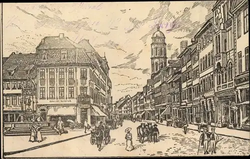 Ak Göttingen in Niedersachsen, Weenderstraße, Geschäfte, Brunnen, Handlung Paul Koch