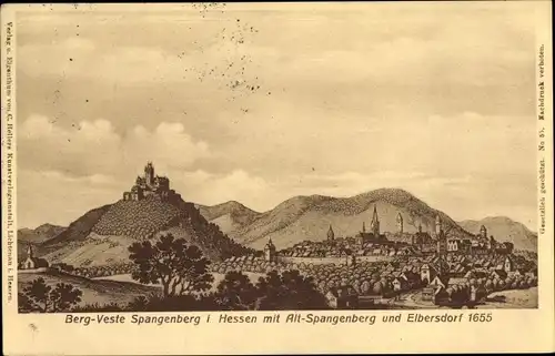 Ak Spangenberg in Hessen, Bergveste, Stadtansicht Anno 1655, Elbersdorf