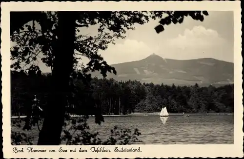 Ak Hamr na Jezeře Hammer am See Region Reichenberg, Seepartie mit Jeschken