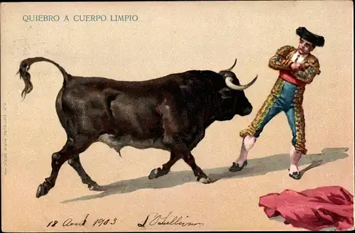 Litho Quiebro a Cuerpo Limpio, Stierkampf, Torero