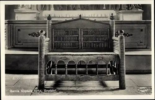 Ak Gamla Uppsala Schweden, Kyrka, Brudstol