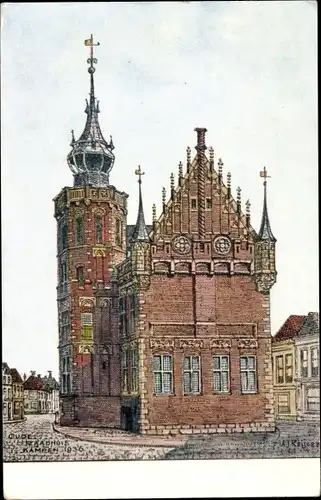 Künstler Ak Kampen Overijssel Niederlande, Oude Raadhuis