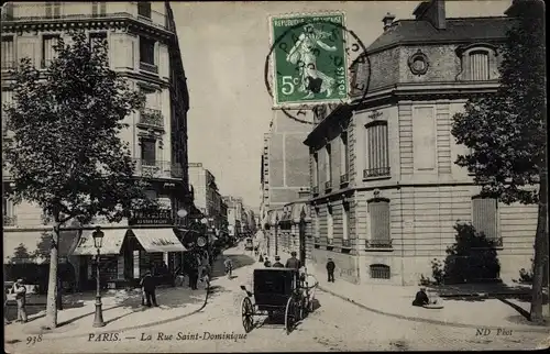 Ak Paris VII, la Rue Saint Dominique, Kutsche
