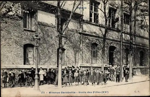 Ak Paris XX, Avenue Gambetta, Ecole des Filles