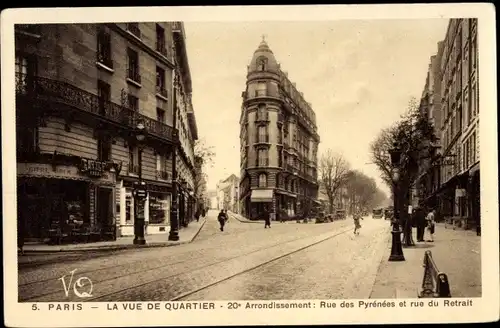 Ak Paris Ménilmontant, Rue des Pyrenees, Rue du Retrait