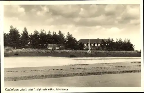 Ak Südstrand Wyk auf Föhr Nordfriesland, Kinderheim Kiel, Südstrand