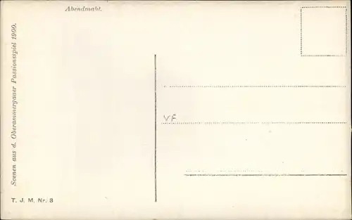 Ak Oberammergau in Oberbayern, Passionsspiel 1900, Nr. 3, Abendmahl