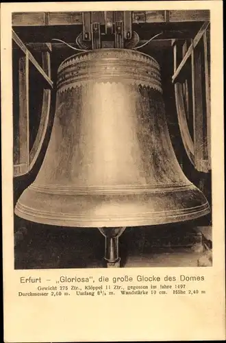 Ak Erfurt in Thüringen, Gloriosa, die große Glocke des Domes