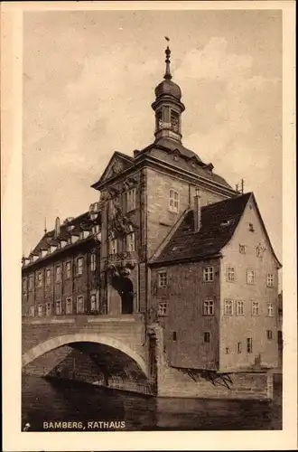 Ak Bamberg in Oberfranken, Rathaus, Brücke