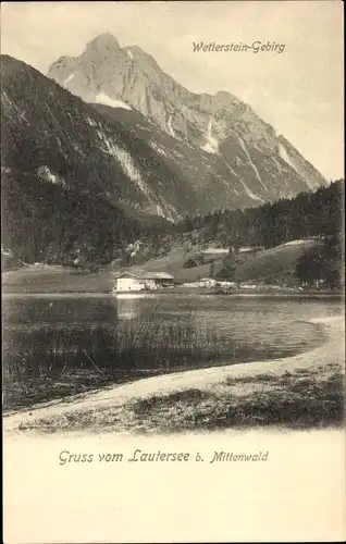 Ak Mittenwald in Oberbayern, Lautersee und Wetterstein