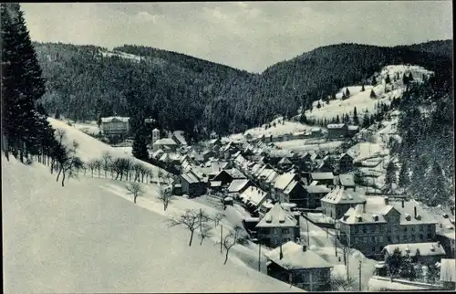 Ak Triberg im Schwarzwald, Ansicht der Häuser im Winter