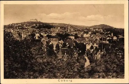 Ak Coburg in Oberfranken, Blick über die Stadt zur Veste
