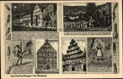 Ak Hameln an der Weser Niedersachsen, Legende vom Rattenfänger, Ratttenfängerhaus, Rattenkrug