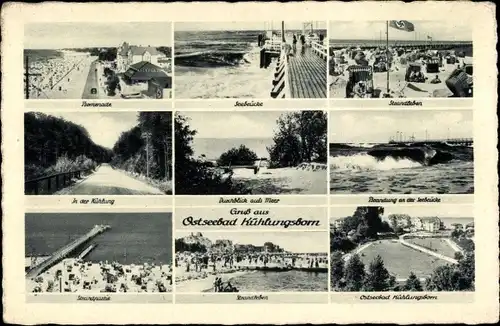 Ak Ostseebad Kühlungsborn, Strand, Promenade, Seebrücke, In der Kühlung, Brandung