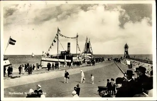 Ak Norderney in Ostfriesland, Hafen, Dampfer, Seezeichen