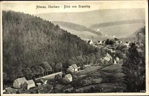 Ak Altenau Clausthal Zellerfeld im Oberharz, Blick vom Grasstieg