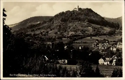 Ak Blankenburg Thüringen, Ortschaft mit d. Greifenstein