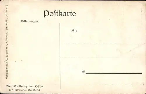 Künstler Ak Rowland, Fr., Lutherstadt Eisenach in Thüringen, Wartburg von Osten