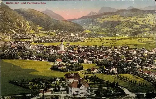 Ak Garmisch Partenkirchen in Oberbayern, Panorama