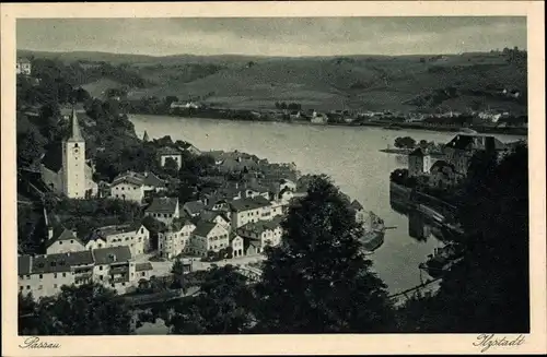 Ak Passau in Niederbayern, Ilzstadt, Blick über die Innmündung