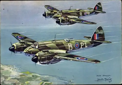 Künstler Ak Petit, Louis, Britische Militärflugzeuge Bristol 156 Beaufighter