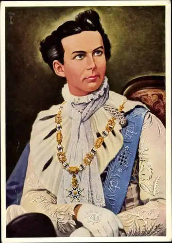 Künstler Ak König Ludwig II. von Bayern, In Georgirittertracht