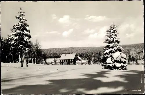 Ak Sankt Andreasberg Braunlage im Oberharz, Gaststätte Sonnenberg im Winter