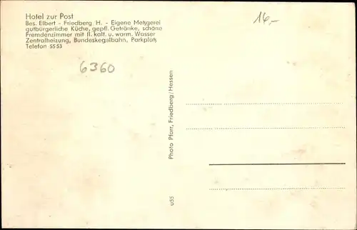 Ak Friedberg in Hessen, Hotel zur Post