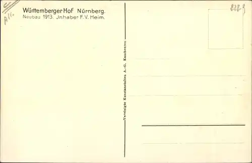 Litho Nürnberg in Mittelfranken Bayern, Württemberger Hof, Gartenrestaurant