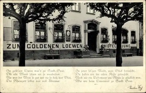 Ak St. Goar im Rhein Hunsrück Kreis, Zum Goldenen Löwen Hotel, Lied