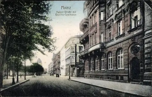 Ak Mainz am Rhein, Kaiserstraße, Bezirkssparkasse