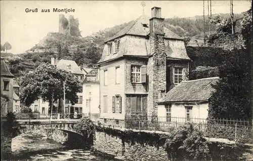 Ak Monschau Montjoie in der Eifel, Flusspartie, Gebäudeansicht