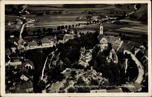 Ak Pleystein in der Oberpfalz Bayern, Blick auf den Kreuzberg, Luftaufnahme