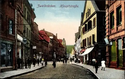 Ak Zweibrücken in Rheinland Pfalz, Blick in die Hauptstraße