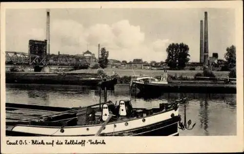 Ak Koźle Cosel Oberschlesien, Blick auf die Zellstoff Fabrik