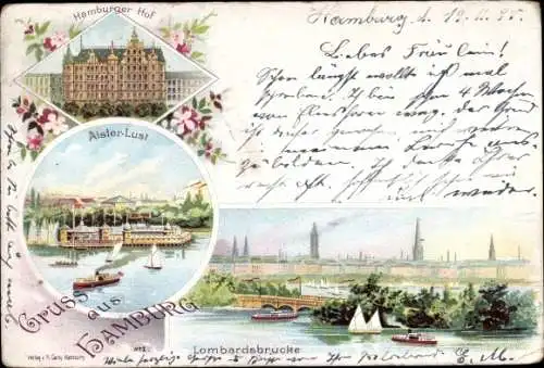 Litho Hamburg, Hamburger Hof, Alsterlust, Lombardsbrücke