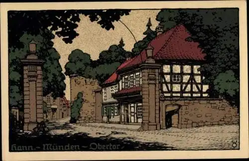Steindruck Ak Hann. Münden in Niedersachsen, Obertor