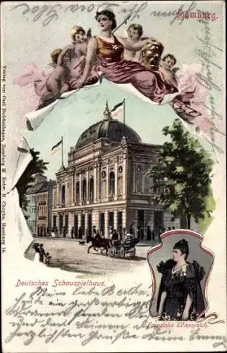Litho Hamburg Mitte St. Georg, Deutsches Schauspielhaus, Engel, Franziska Ellmenreich
