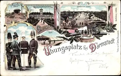 Litho Darmstadt in Hessen, Truppenübungsplatz, Barackenlager, Zelt