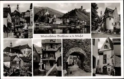 Ak Beilstein an der Mosel, Panorama, Burg Metternich, Klostertreppe