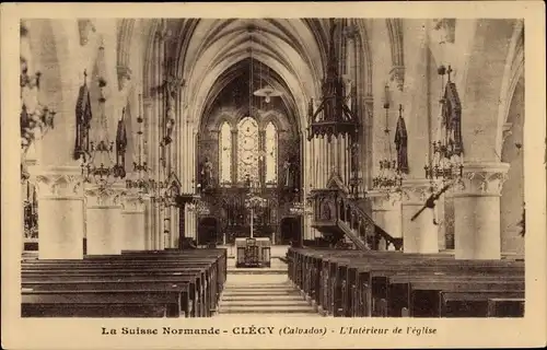 Ak Clécy Calvados, Interieur de l'Eglise
