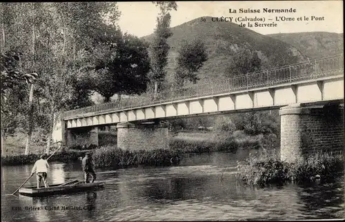 Ak Clécy Calvados, L'Orne et le Pont de la Serverie
