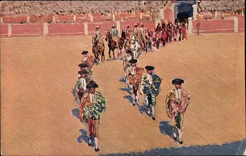 Künstler Ak Bertuchi, Mariano, Salida de las Cuadrillas, Stierkampf