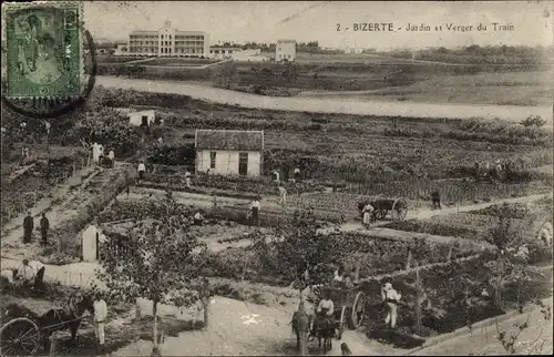 Ak Bizerte Tunesien, Jardin et Verger du Train