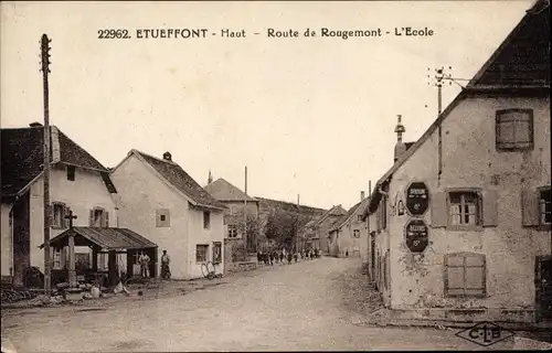 Ak Étueffont Territoire de Belfort, Route de Rougemont, l'école