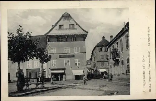 Ak Delle Territoire de Belfort, La Grand' Rue, Cafe Dugrot